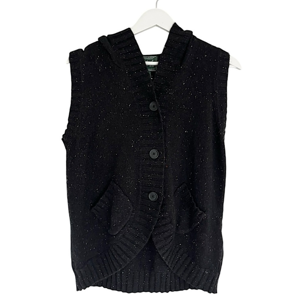 Woolrich Ramie‎ Rabbit Hair Women’s Hooded Vest Black Red White Size Medium